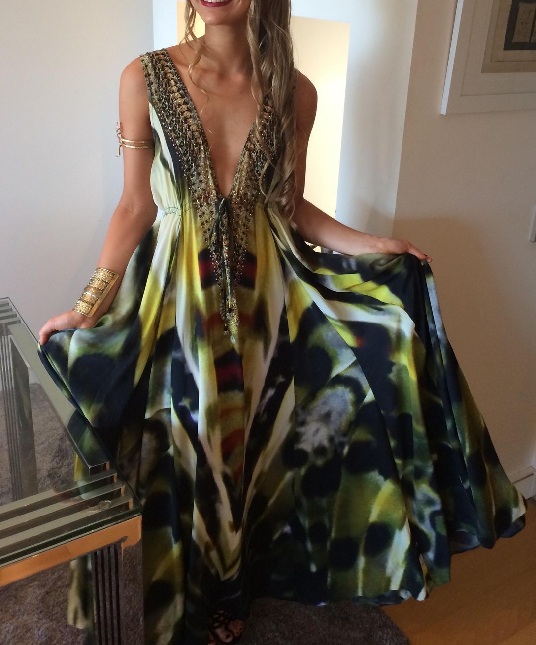 Camilla deep v dress for rent on The Volte - main image