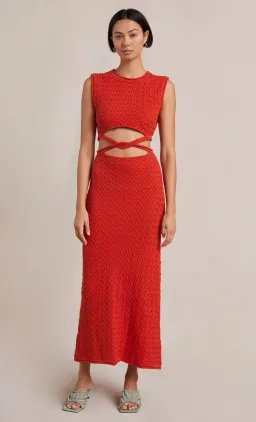 Bec & Bridge Effie Knit Cut Out Maxi Dress Red Size 14 for rent on The Volte - image 1