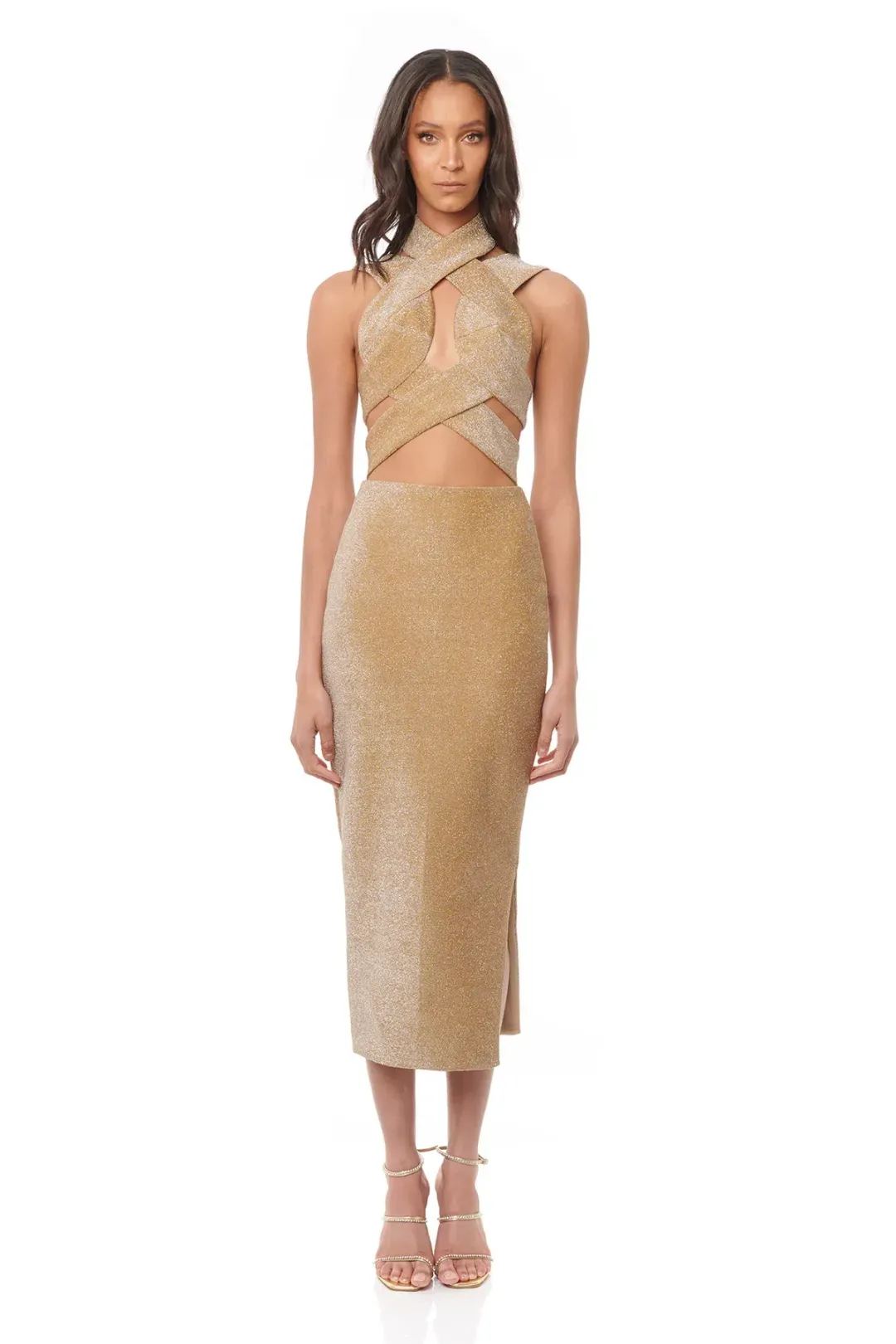 Eliya The Label Tamara Dress Gold Size S for rent on The Volte - main image