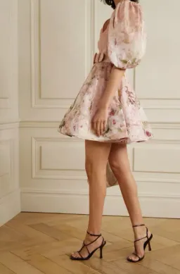 Zimmermann Dancer Puff Sleeve Mini Dress Pink Size 1 / Au 10 for rent on The Volte - image 5