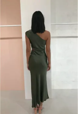 Bec & Bridge Delphine Asymmetric Midi Dress Green Size 6 for rent on The Volte - image 4