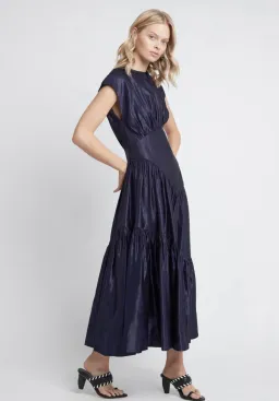 Aje Serendipity Reflection Midi Dress Washed Indigo Size 10 for rent on The Volte - image 1