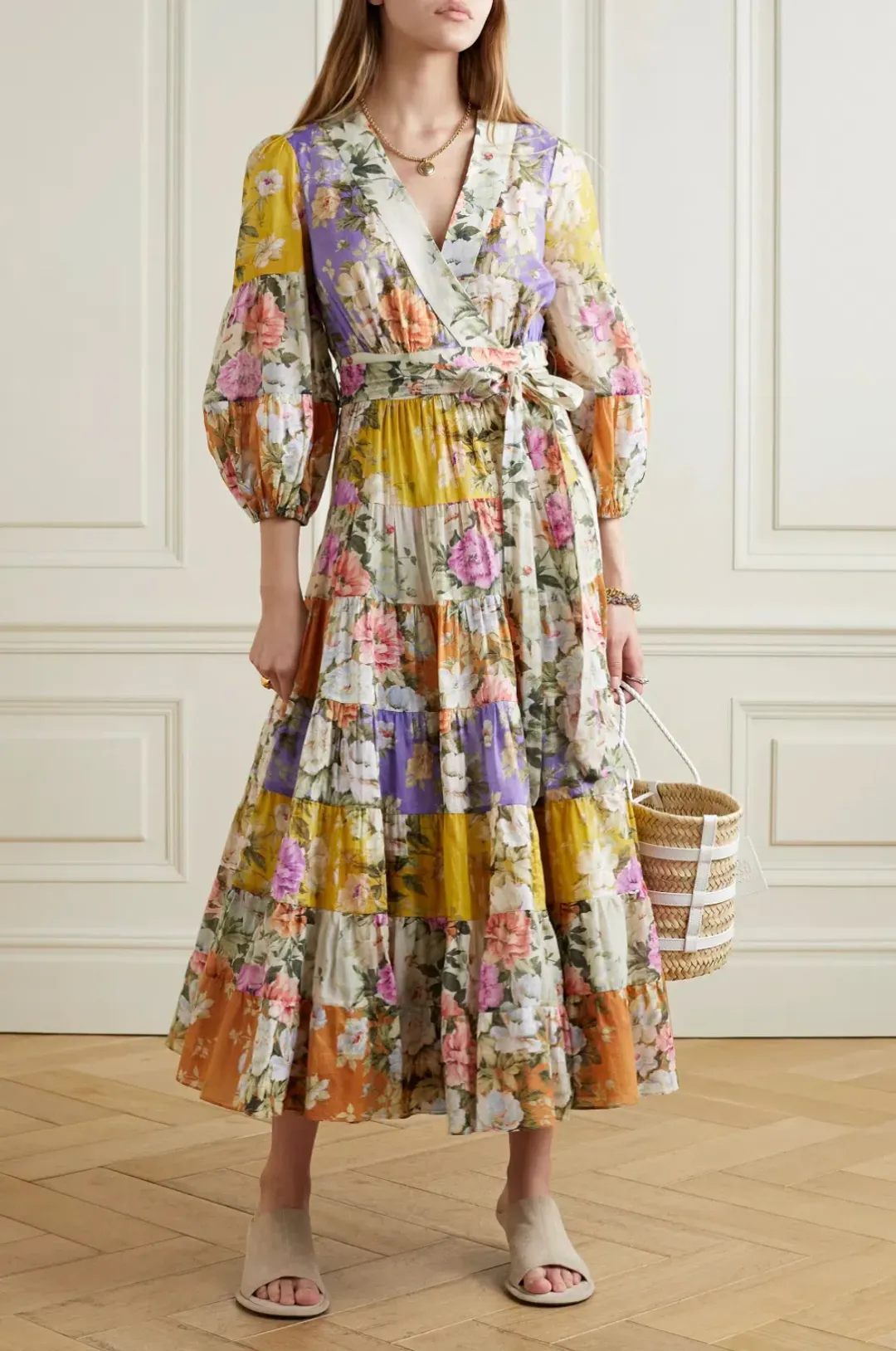 Zimmermann Pattie Wrap Midi Wrap Dress Print Size 4 for rent on The Volte - main image