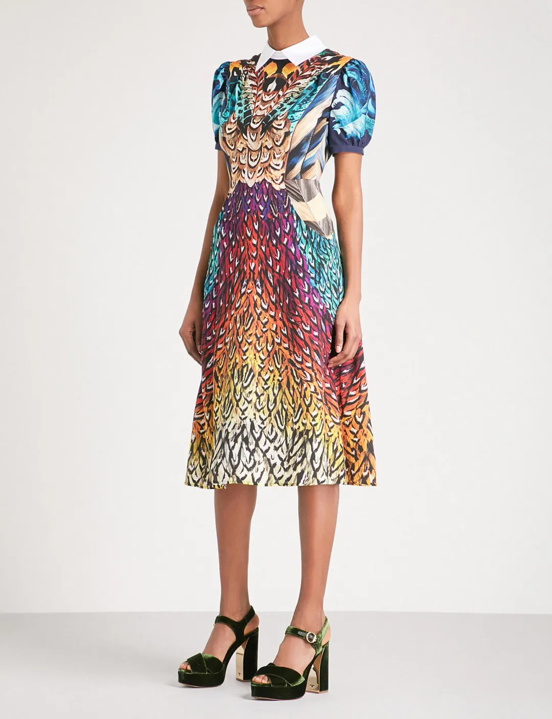 Mary Katrantzou Osprey Silk Dress Feather Print Size 6 for rent on The Volte - main image