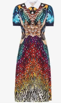 Mary Katrantzou Osprey Silk Dress Feather Print Size 6 for rent on The Volte - image 3