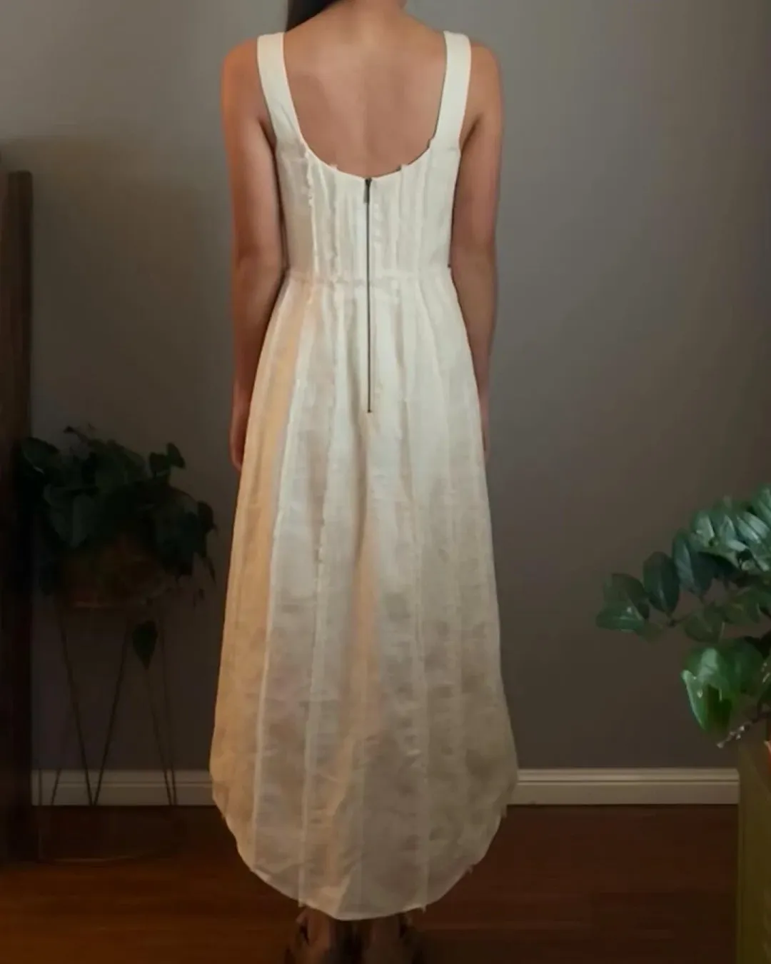 Auteur Studio Ruby Frayed Linen Dress Cream Size XS for rent on The Volte - main image