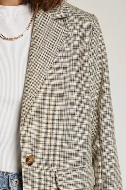 DISSH Frankie Plaid Beige Blazer Print Size 12 for rent on The Volte - image 3