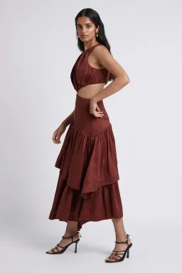 Aje Caliente Cut Out Dress Maroon Red Size 8 for rent on The Volte - image 4