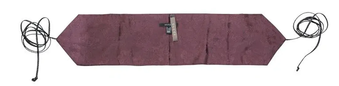 Tom Ford for Gucci Fall 2002 Brown Silk Obi Belt with Leather Strap for rent on The Volte - main image