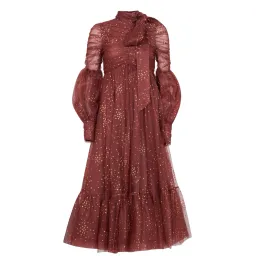 Zimmermann Tempo Ruched Glitter Gown Chocolate Brown Size 0 / Au 8 for rent on The Volte - image 5