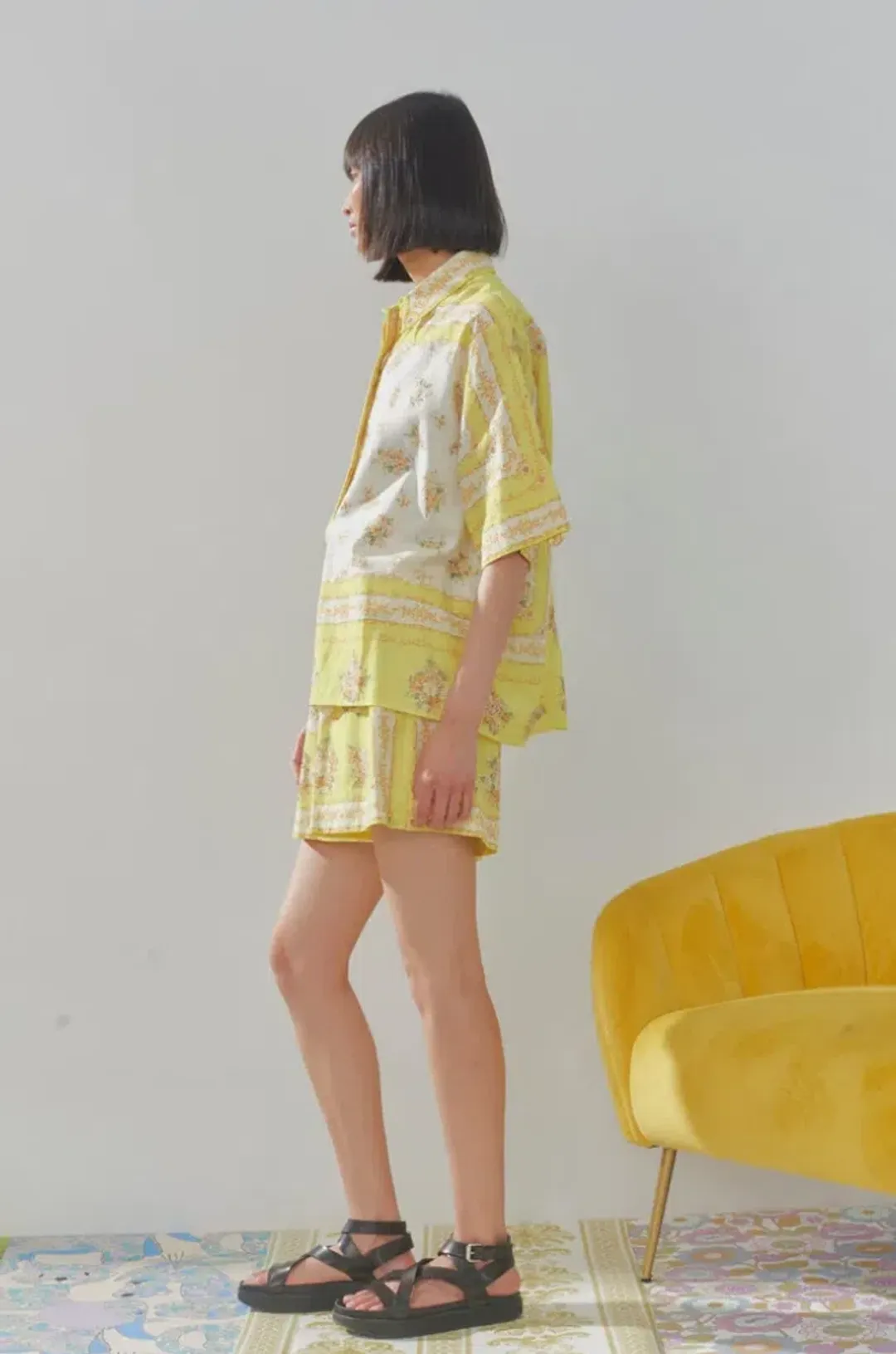 Alemais Catalina Shirt and Shorts Set Yellow Size 10 for rent on The Volte - main image