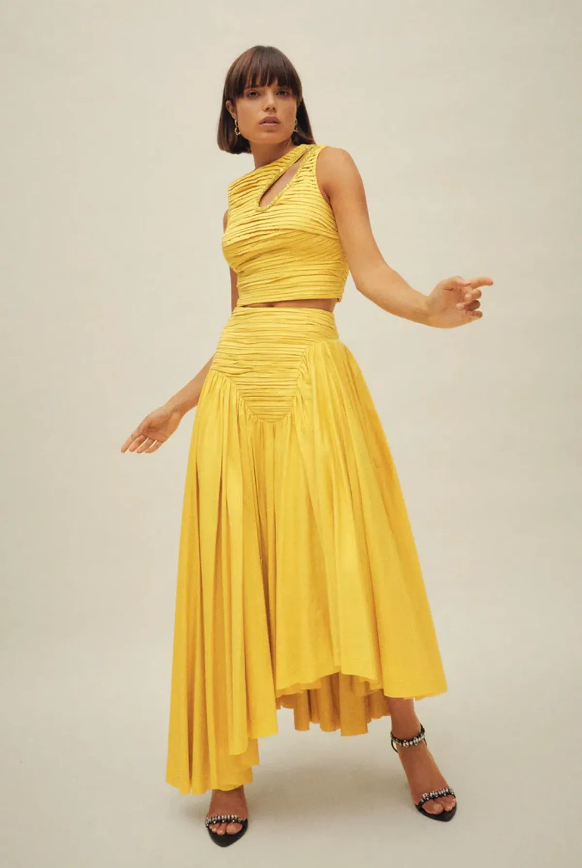 Aje The Jolie Asymmetric Cut Out Set Size 8 Sun Shower Yellow Size 8 - Image 3