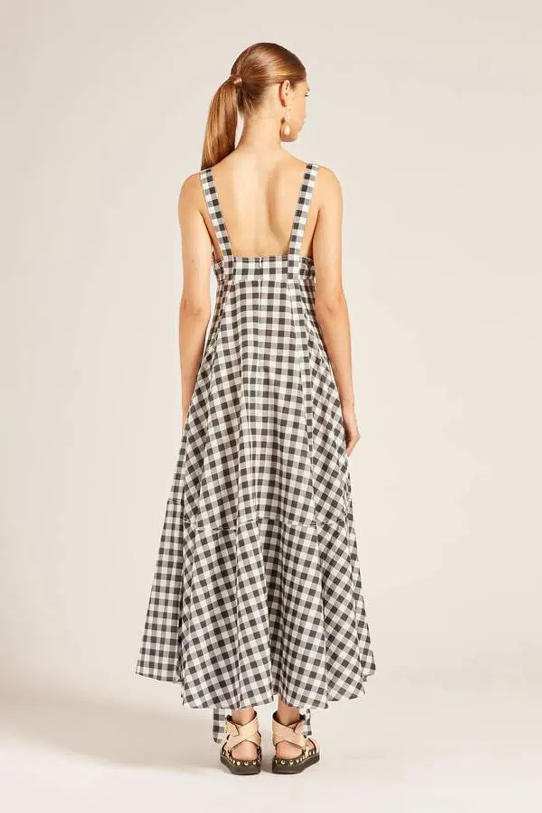 Lee Mathews Clara Sun Midi Dress Black Size 8 for rent on The Volte - main image