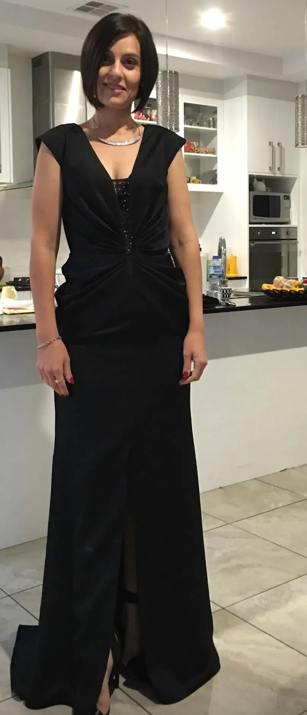 Adrianna Pappel Stunning Gathered Formal Gown Black Size 8 - Image 1