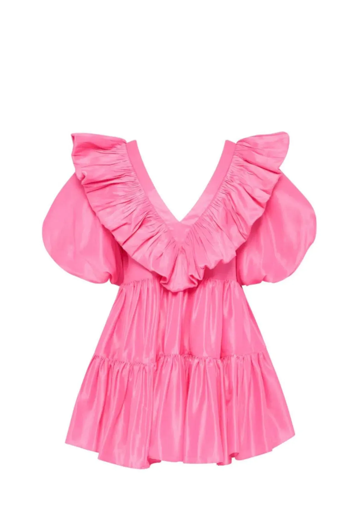 Aje Solstice Ruffle Tiered Smock Mini Dress Pink Size 14 - Image 7