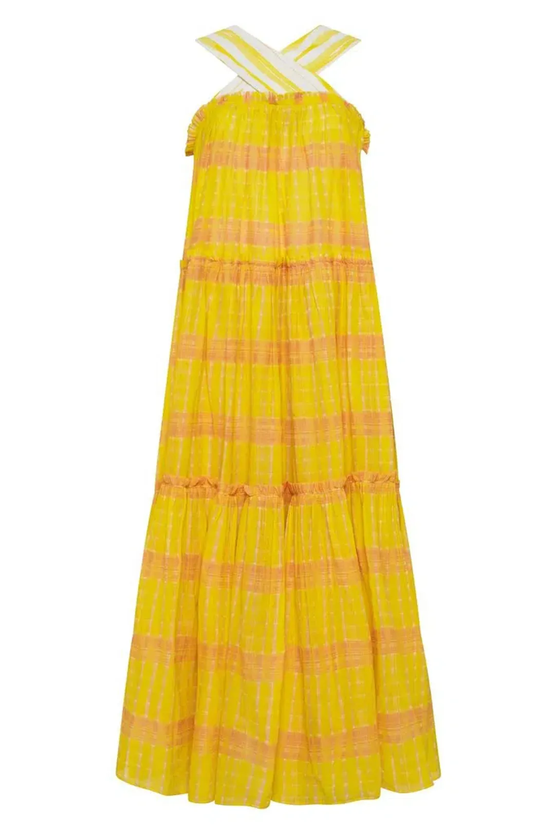Aje Wilderness Tiered Maxi Dress Yellow Size 10 for rent on The Volte - main image
