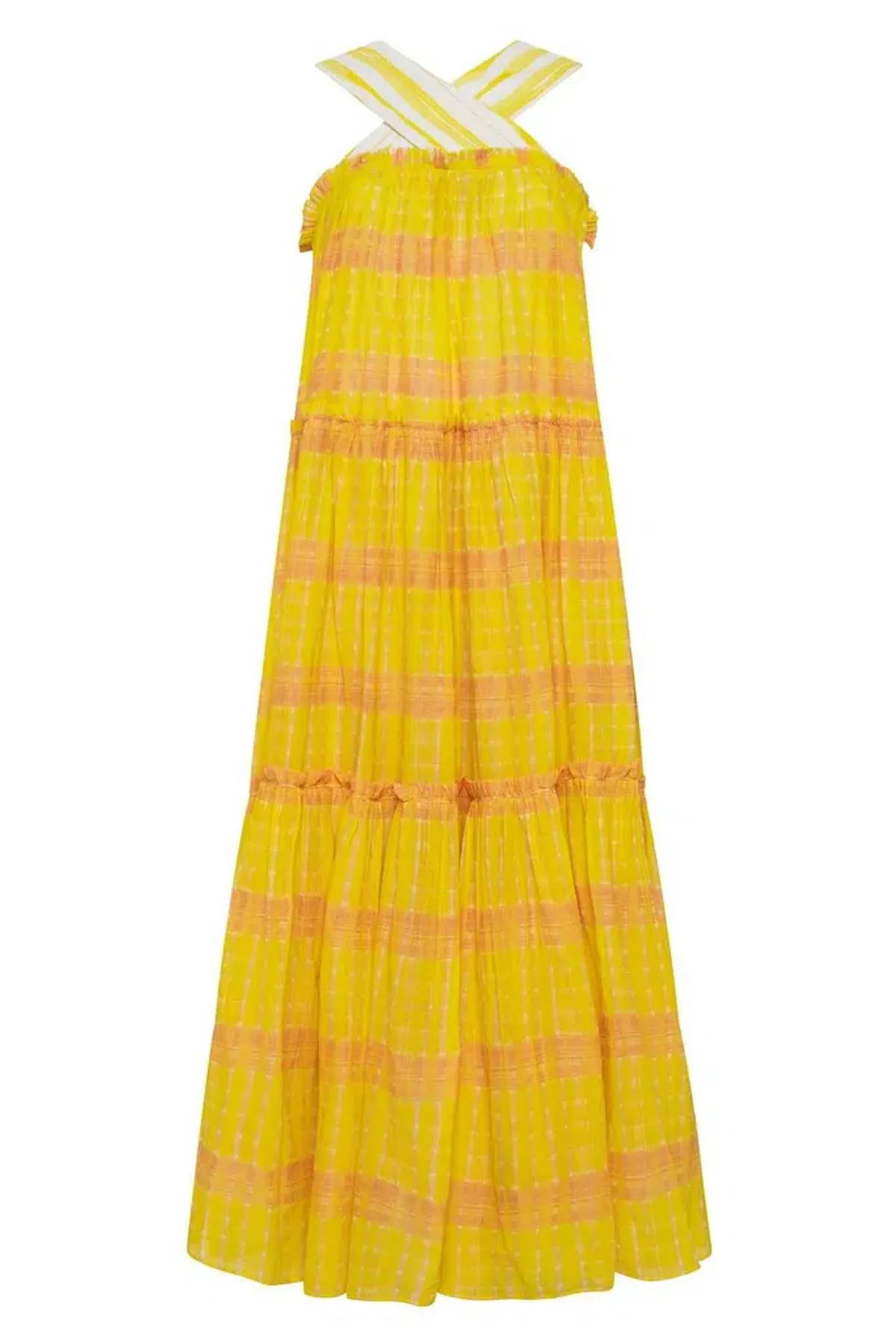 Aje Wilderness Tiered Maxi Dress Yellow Size 10 - Image 4