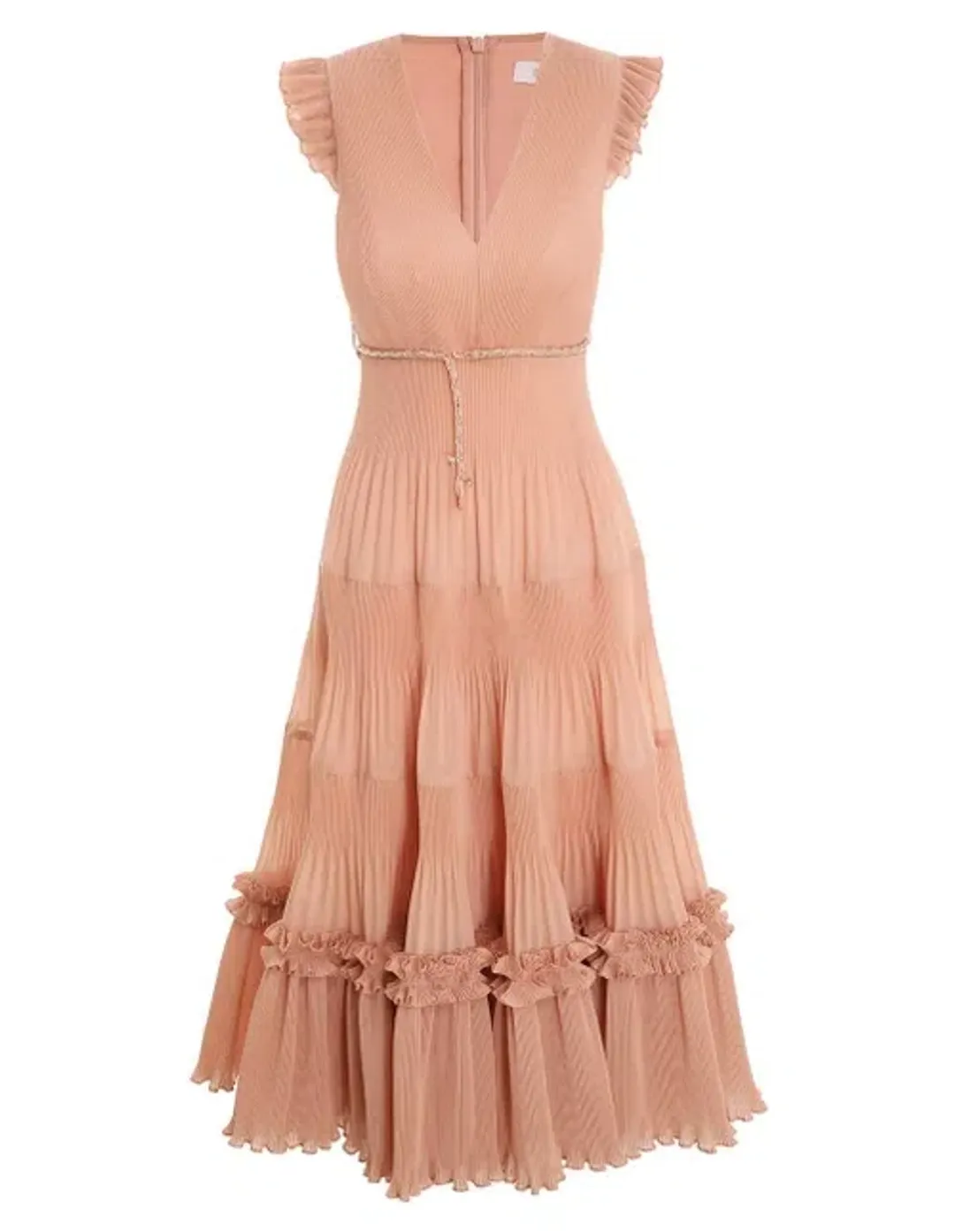 Zimmermann Pleated Midi Dress Lipstick Size 2 for rent on The Volte - main image