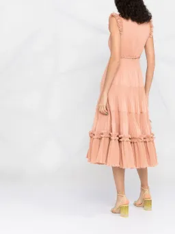 Zimmermann Pleated Midi Dress Lipstick Size 2 for rent on The Volte - image 2