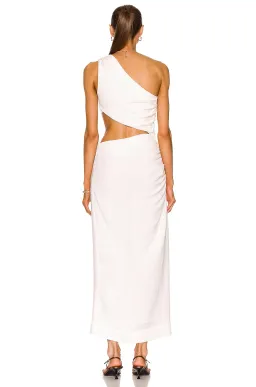 Sir The Label Clemence One Shoulder Midi Dress in Ivory Size 0 for rent on The Volte - image 4