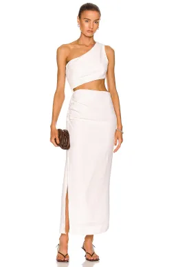 Sir The Label Clemence One Shoulder Midi Dress in Ivory Size 0 for rent on The Volte - image 1