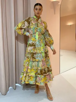 Alemais Matilde Pleat Shirt Dress Print Size 8 for rent on The Volte - image 1