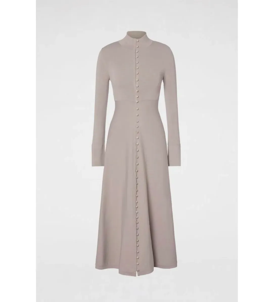 Scanlan Theodore Crepe Knit Button Dress Oyster Size 8 for rent on The Volte - main image