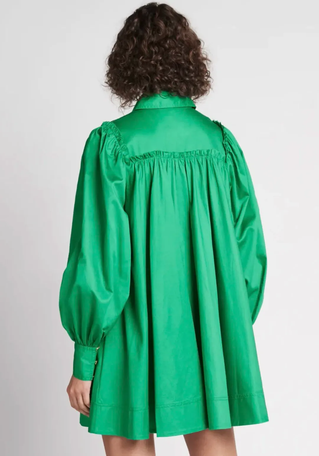 Aje Tidal Tucked Smock Mini Dress Green Size 8 for rent on The Volte - main image