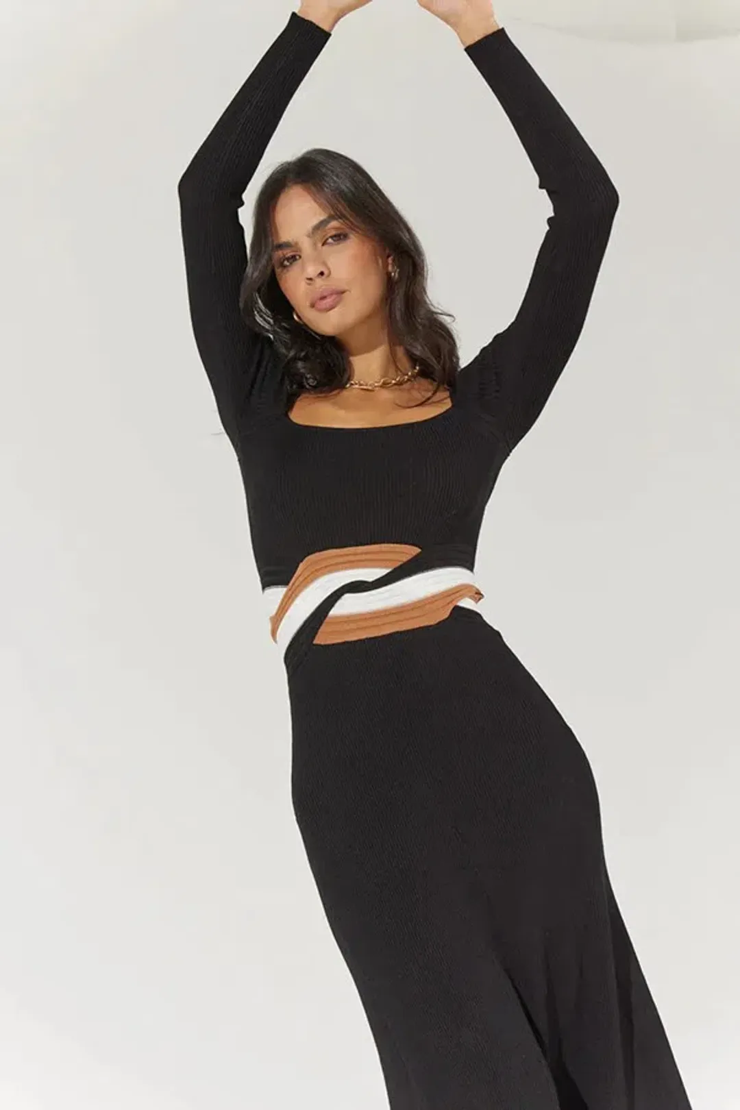 Sovere Inertia Knit Midi Dress Black Size 10 for rent on The Volte - main image
