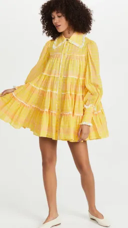 Aje Wilderness Smock Mini Dress Yellow Size 8 for rent on The Volte - image 1