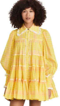 Aje Wilderness Smock Mini Dress Yellow Size 8 for rent on The Volte - image 2