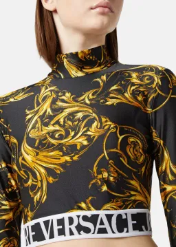 Versace Garland Crop Top and Leggings Set Black/Print Size 8 for rent on The Volte - image 1