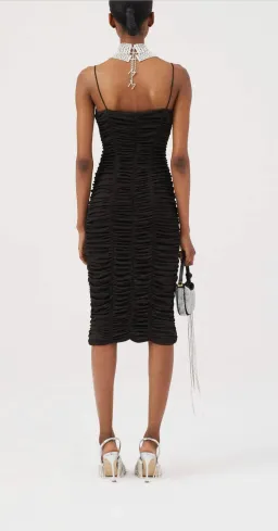 Magda Butrym Fitted Sweetheart Midi Dress Brown Size 36 for rent on The Volte - image 2