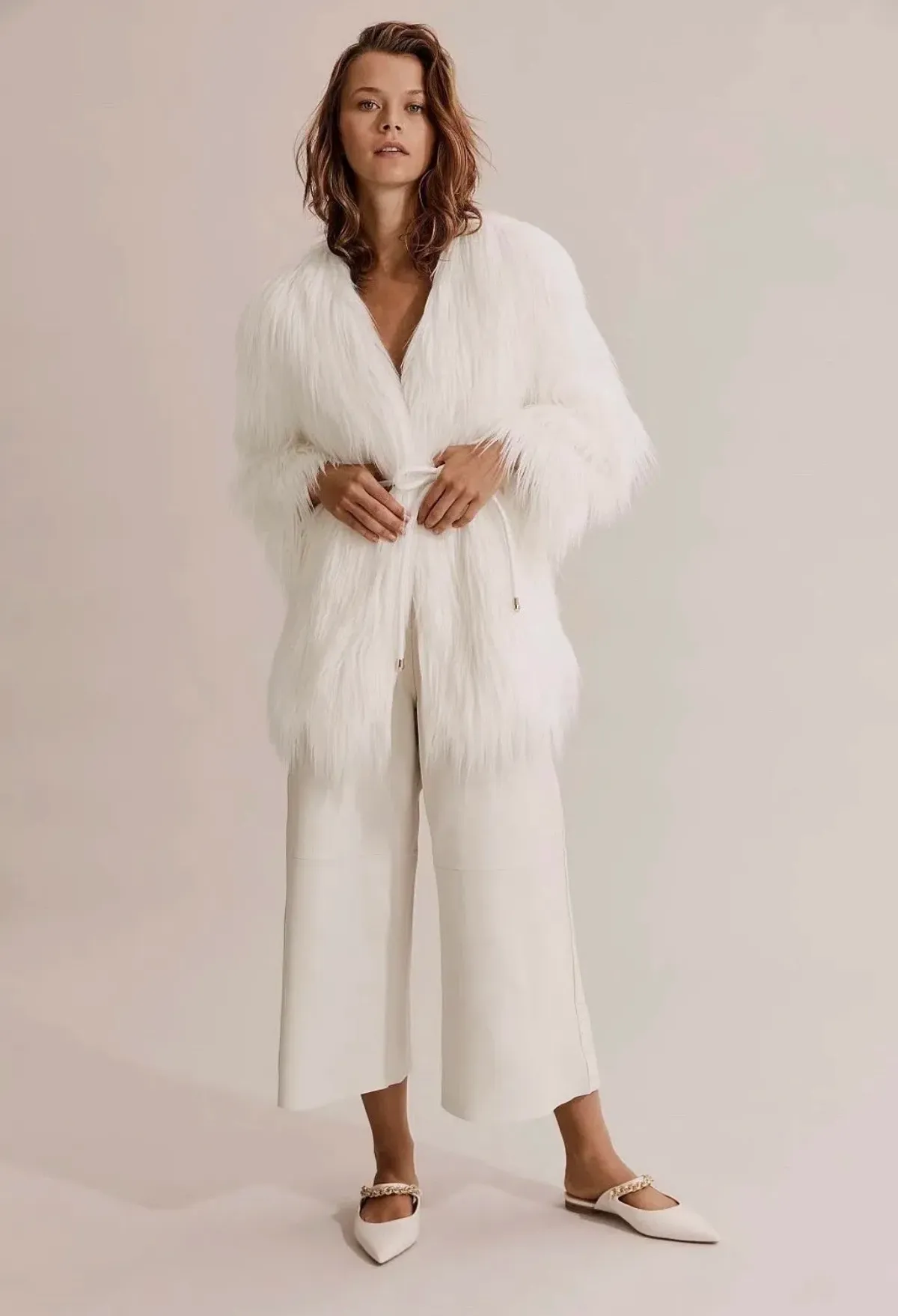 Country Road Luxurious Leather Culotte Pants White Size AU 14 - Image 4