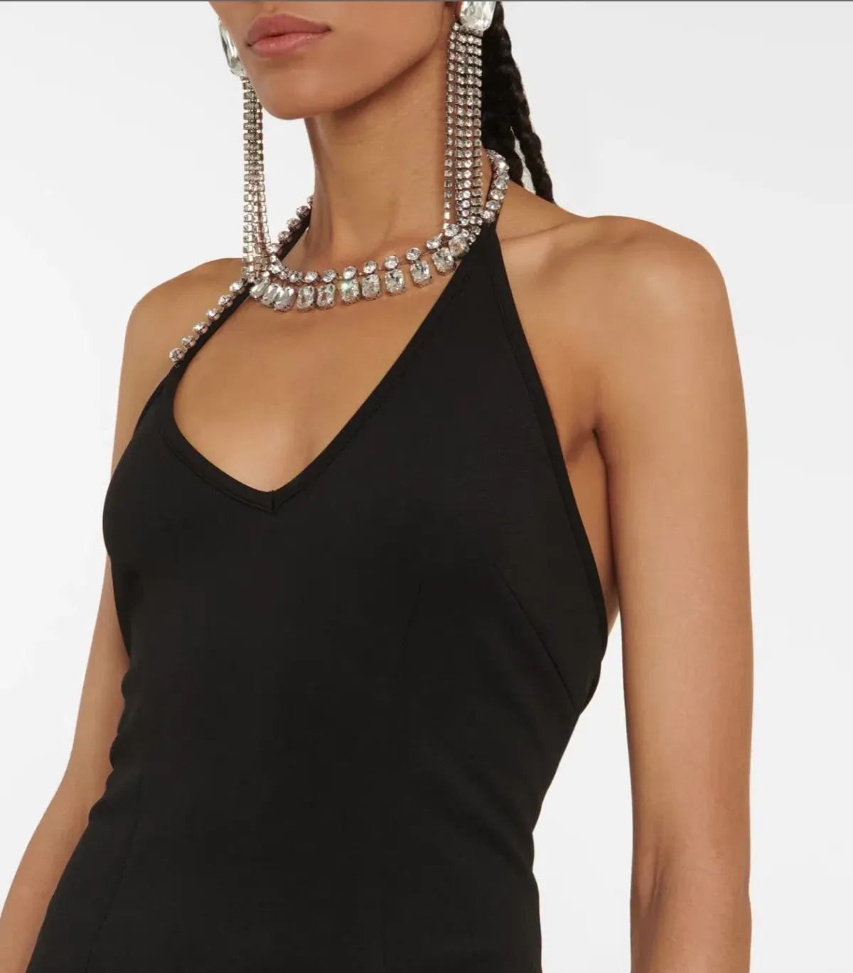 Area NYC Asymmetrical Halter Crystal Mini Dress Black Size S / Au 8 - Image 2