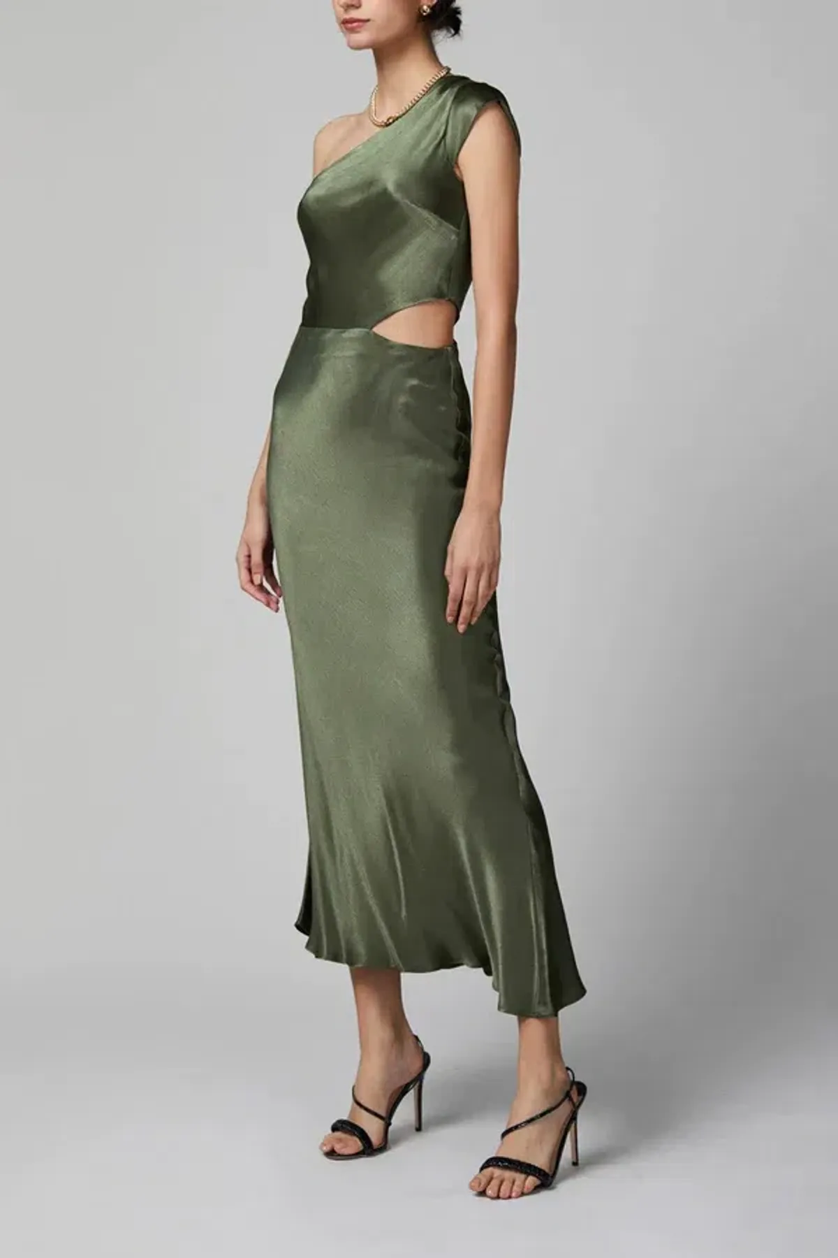 Bec & Bridge Delphine Asymmetric Midi Dress Fern Size 8 - Image 2