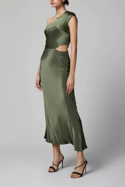Bec & Bridge Delphine Asymmetric Midi Dress Fern Size 8 for rent on The Volte - image 2