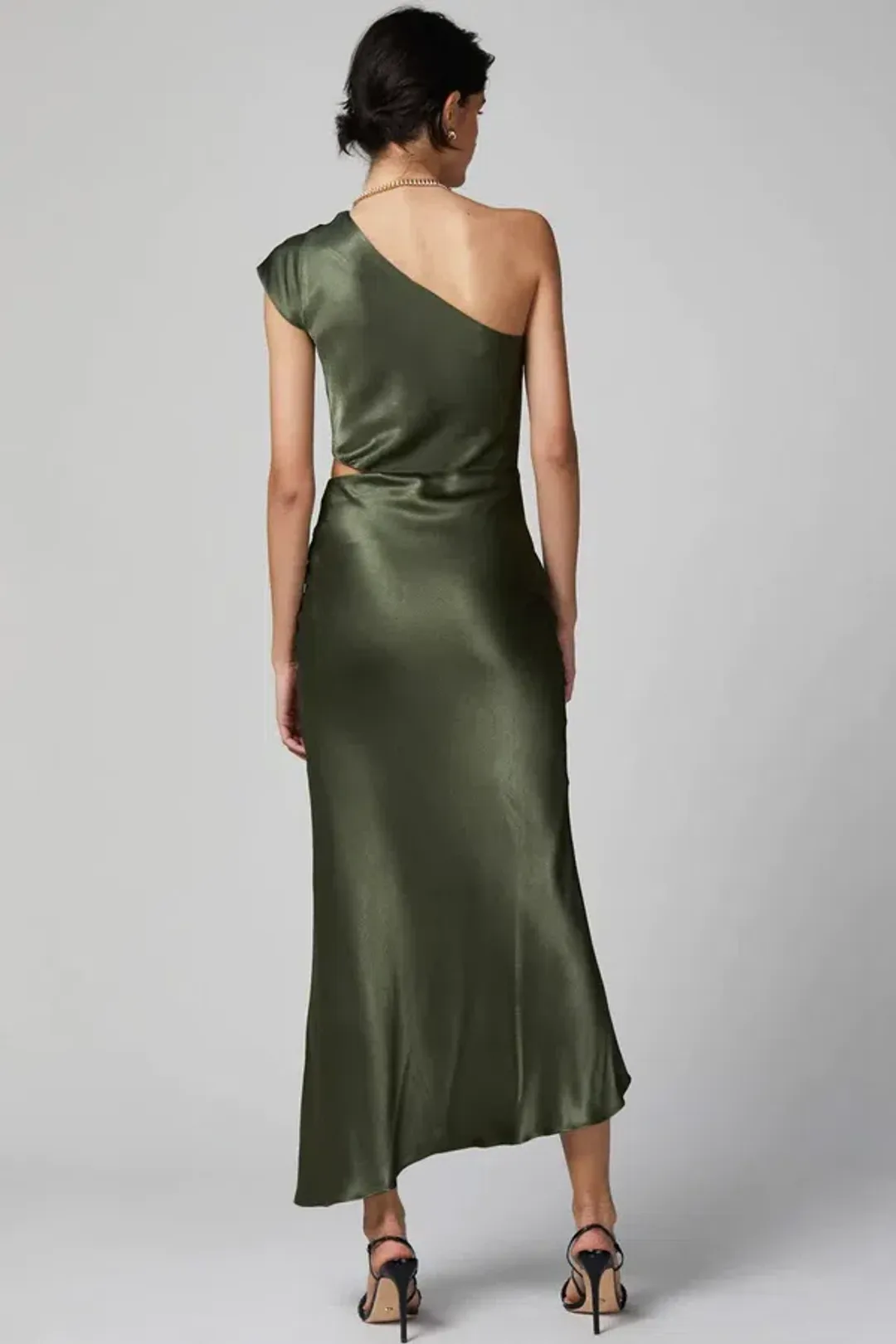 Bec & Bridge Delphine Asymmetric Midi Dress Fern Size 8 for rent on The Volte - main image