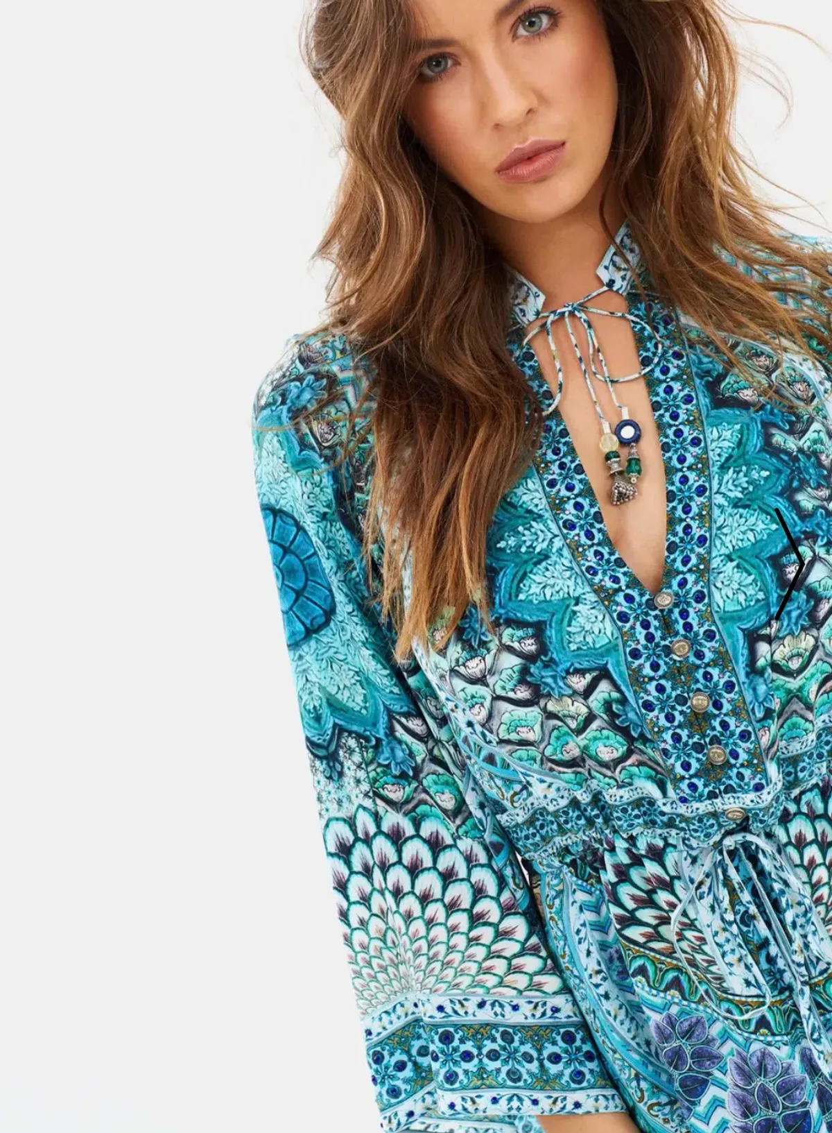 Camilla Drawstring Button Up Dress Turn On The Charm Print Size L - Image 5