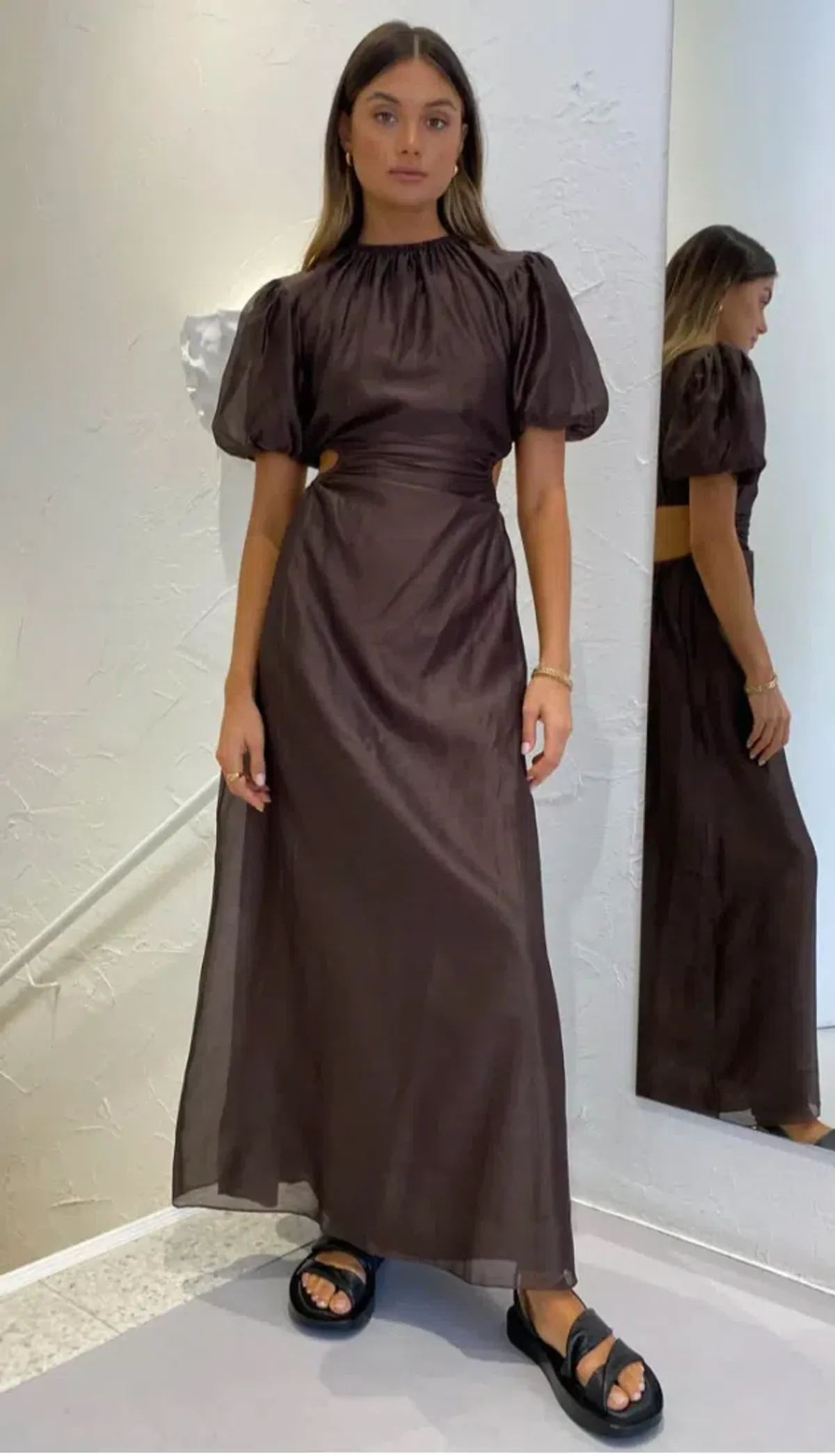 Sir the Label Anje Puff Sleeve Gown Brown Size 1 - Image 4