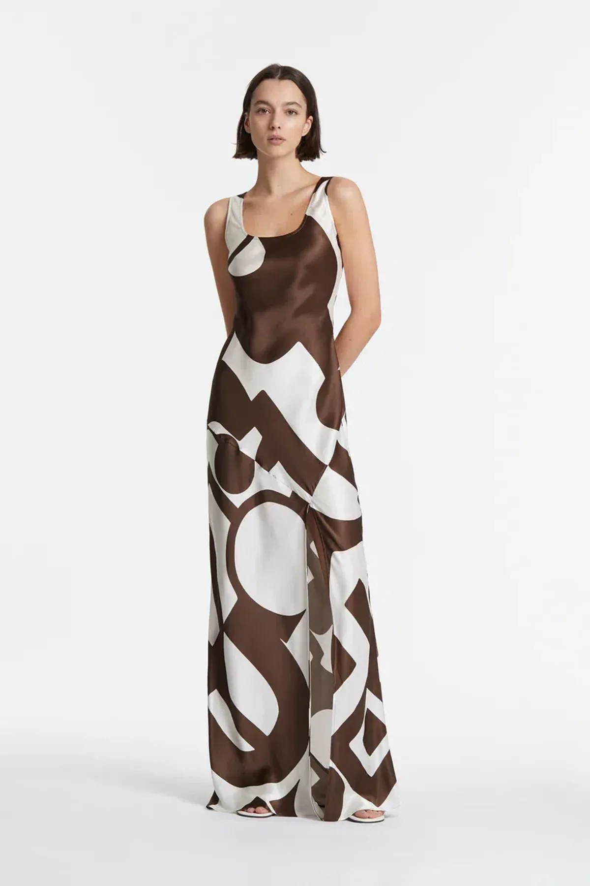 Sir the Label Julien Asymmetric Slip In Abstract Chocolate Size AU 10 - Image 3