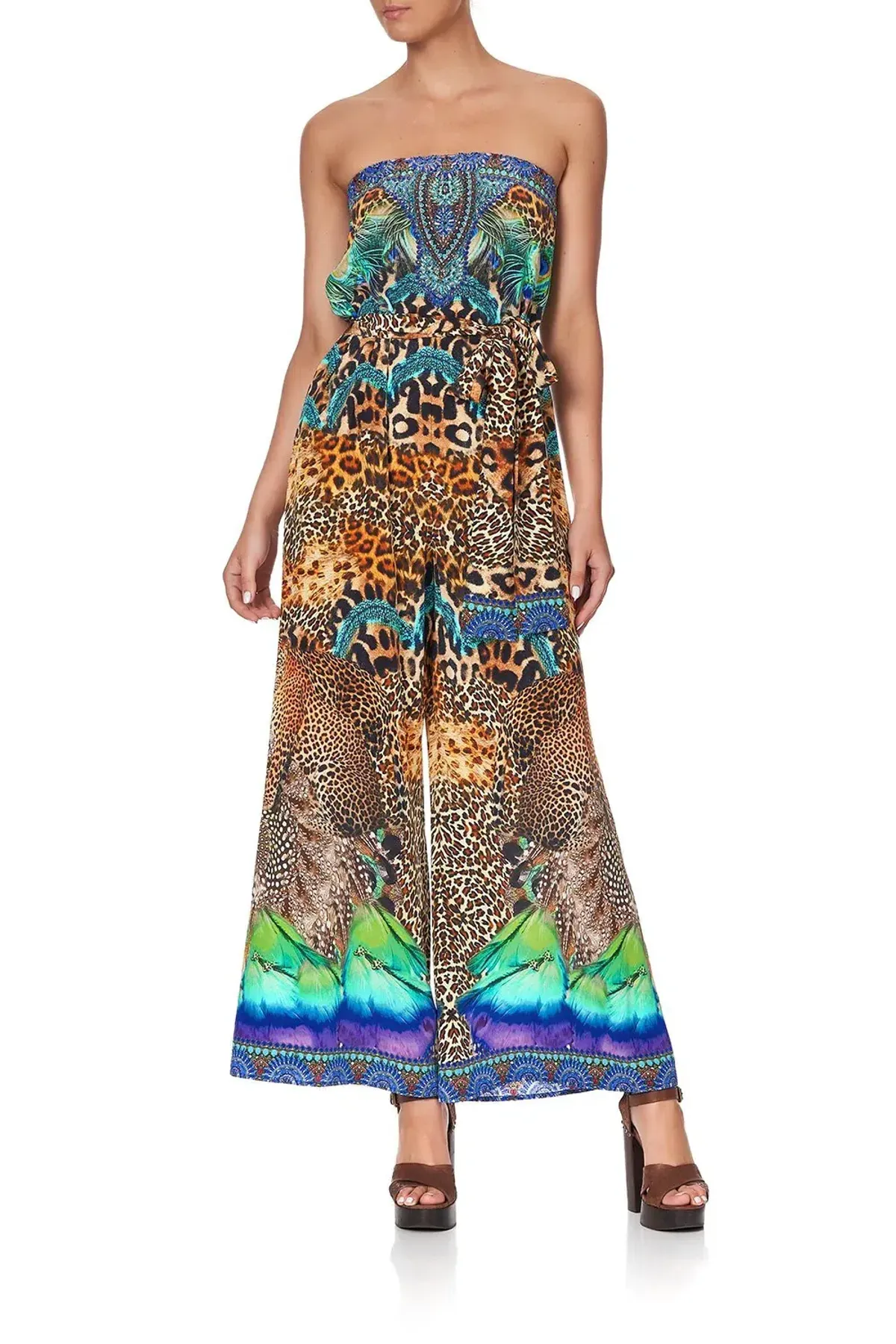 Camilla Mother Xanadu Tie Waist Strapless Jumpsuit Print Size XL - Image 1