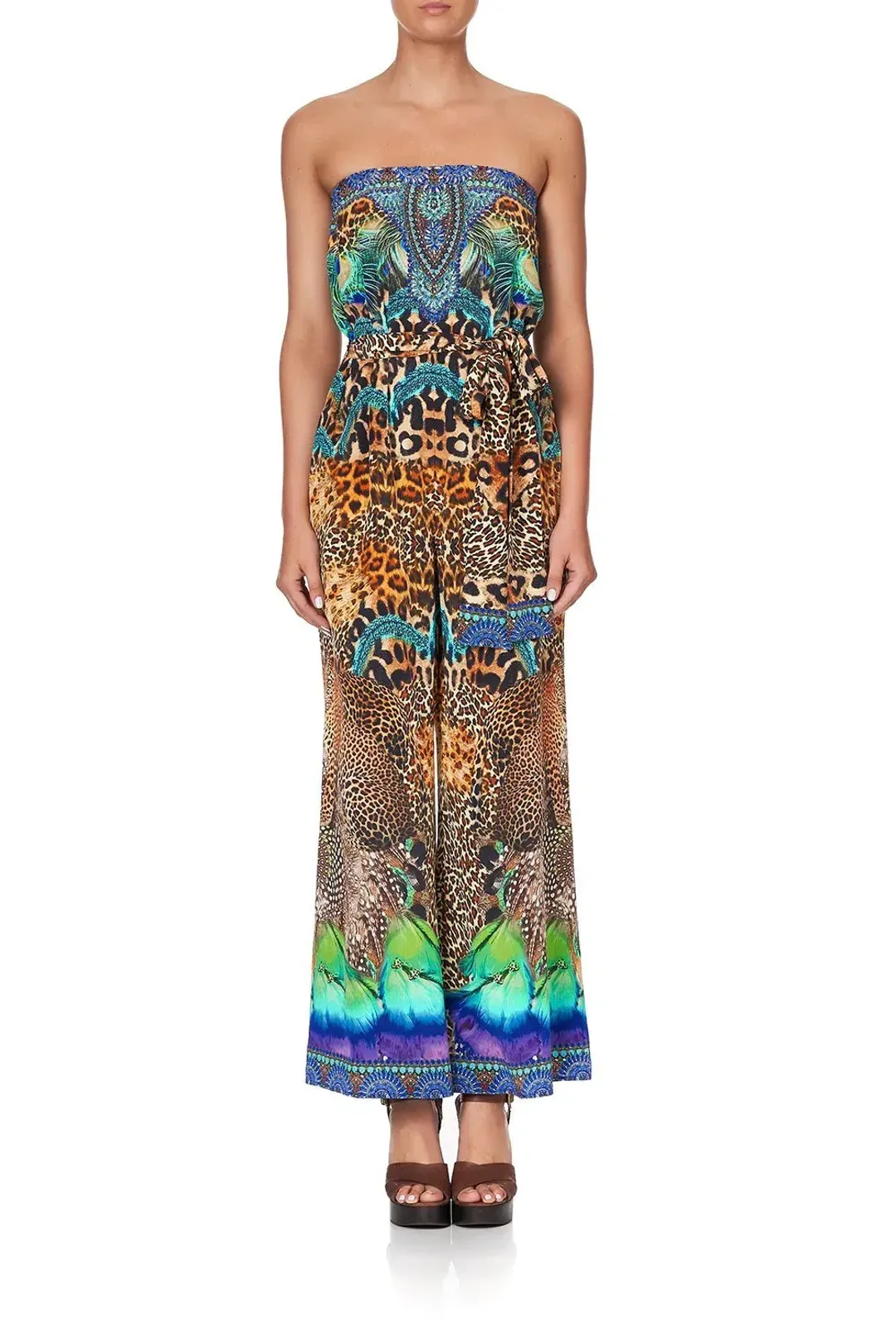 Camilla Mother Xanadu Tie Waist Strapless Jumpsuit Print Size XL for rent on The Volte - main image