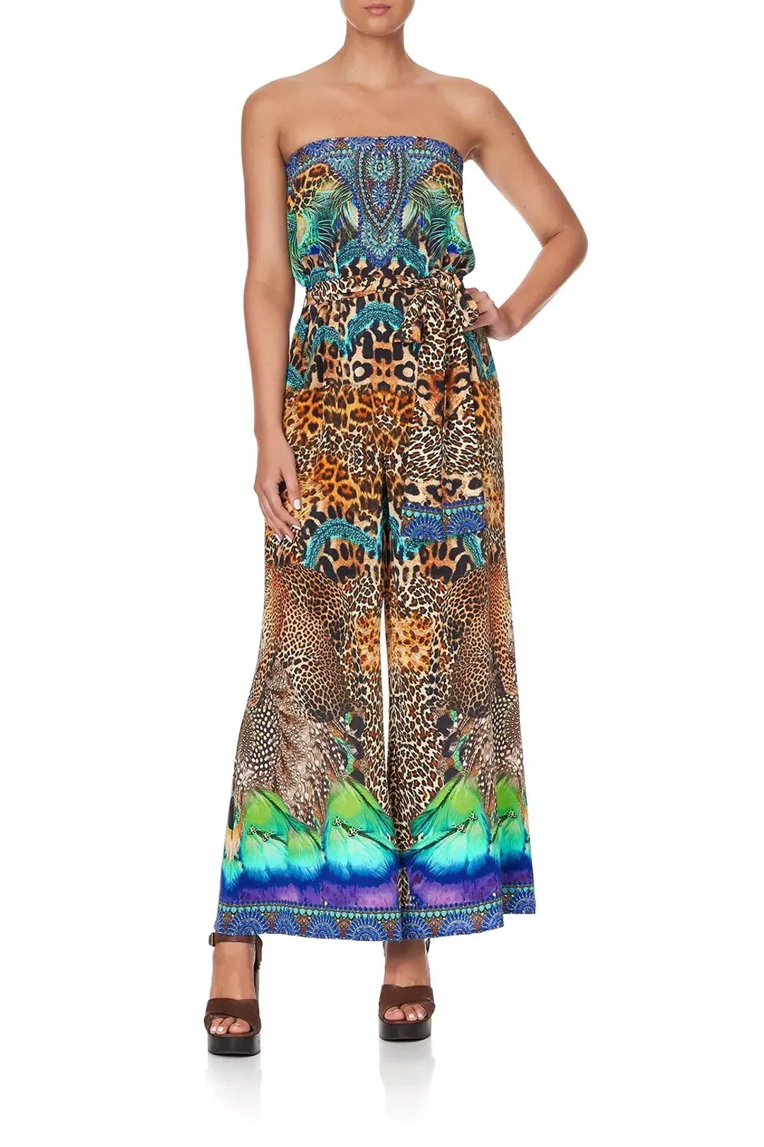 Camilla Mother Xanadu Tie Waist Strapless Jumpsuit Print Size XL for rent on The Volte - main image