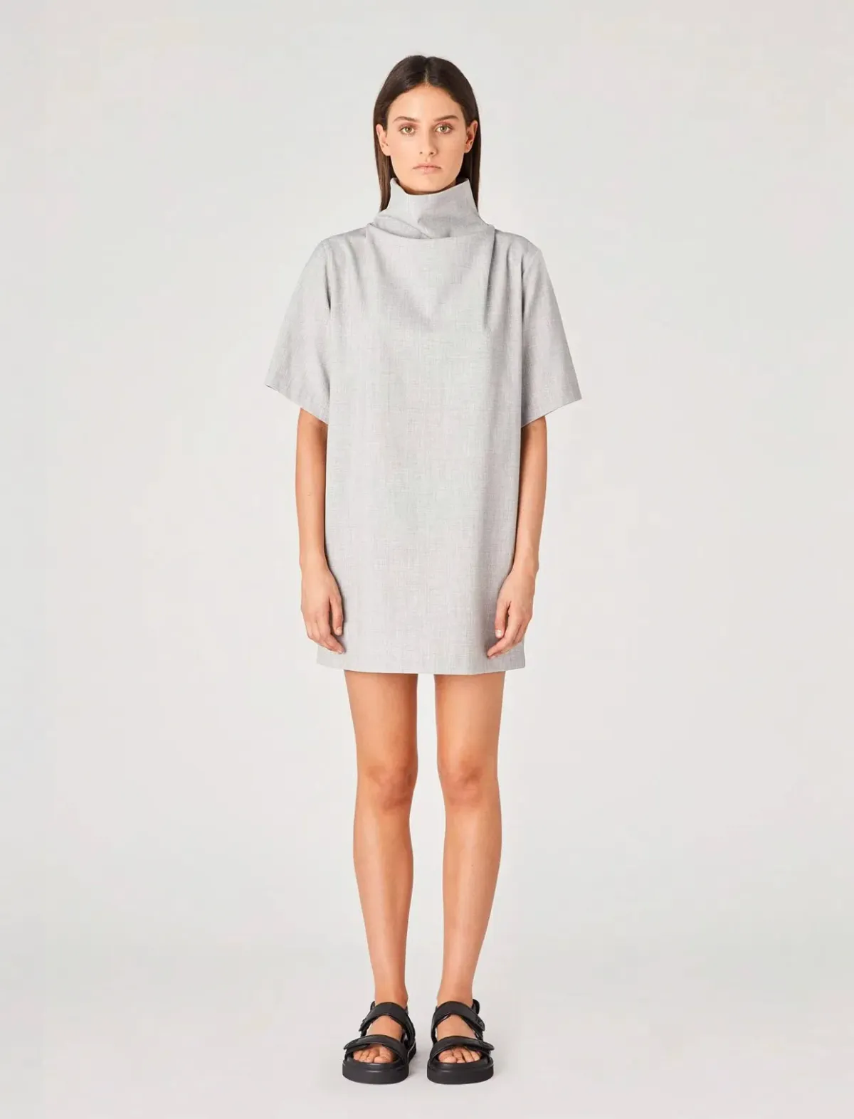 Camilla & Marc Theo Relaxed Mini Dress in Grey Melange Size 14 - Image 4