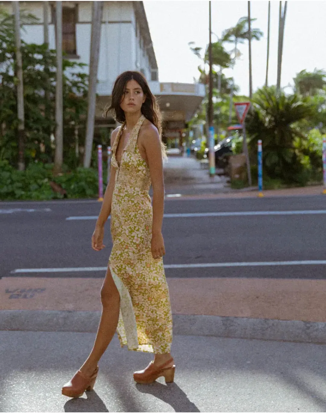 Golden Brown The Label Moneypenny Dress Bloom Yellow Size AU 6 for rent on The Volte - main image