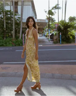 Golden Brown The Label Moneypenny Dress Bloom Yellow Size AU 6 for rent on The Volte - image 6