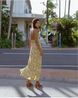 Golden Brown The Label Moneypenny Dress Bloom Yellow Size AU 6 for rent on The Volte - image 5