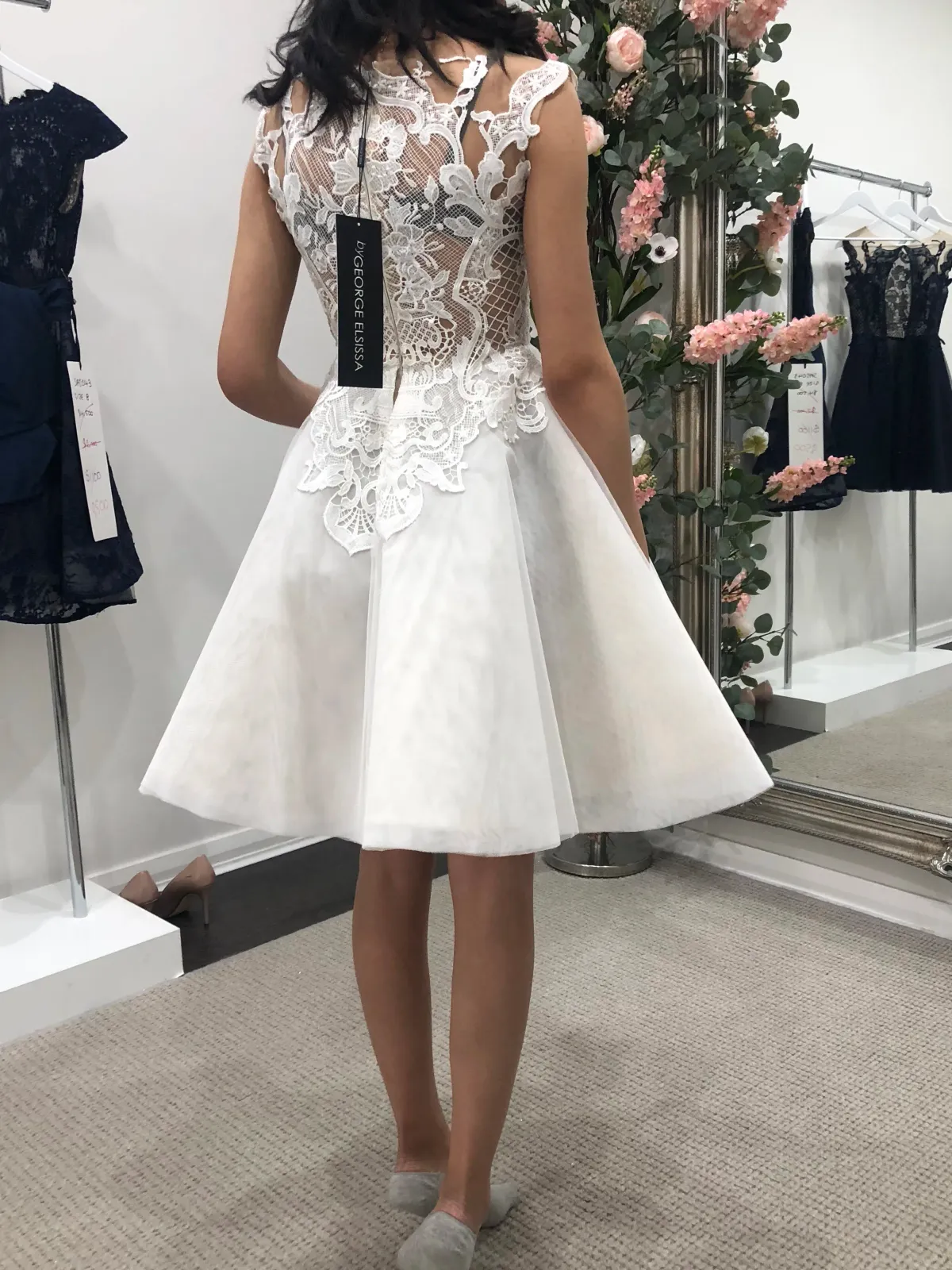 George Elsissa Nadia Lace & Tulle Mini Dress White Size 6 - Image 2