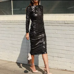 Santina Nicole Sequin Backless Dress Black Size 12 for rent on The Volte - image 2